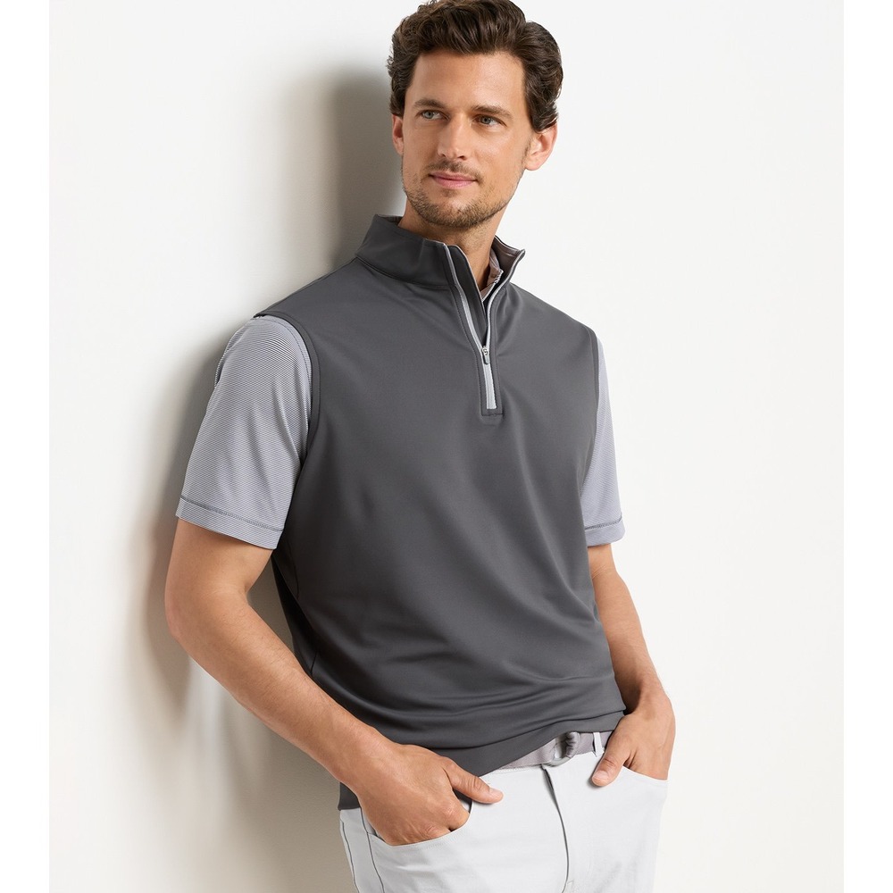 Peter Millar Galway Vest Mens XL Heineken Silver Golf Quarter Zip Crown Sport